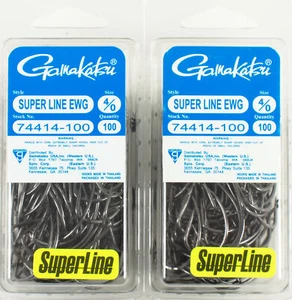 (LOT OF 2) GAMAKATSU SUPER LINE EWG HOOK #74414-100 4/0 NS BLACK BN3220 - Picture 1 of 3