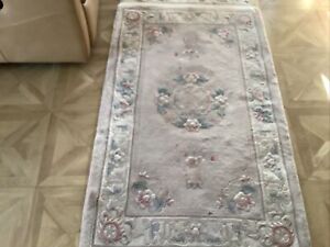 Vintage Hand Made Chinese Wool Rug 91 X 155 Cm Not Including Tassels