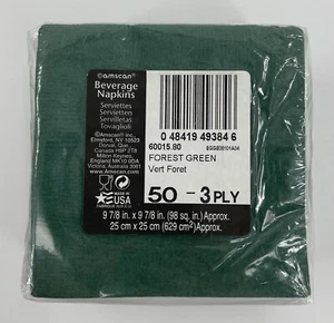 Amscan Pack of Party Napkins 3-Ply Beverage Cocktail 50-Count Forest Green NIP - Picture 1 of 2