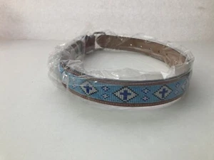 Cowboy Chrome Boys Size 24 Genuine Leather Beaded Crosses Western Belt Brown - Picture 1 of 13