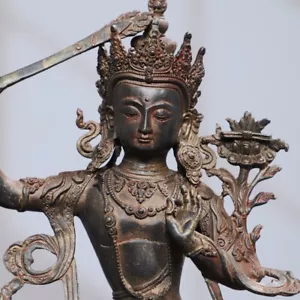 30cm Manjushri Bodhisattva Kwan-yin Buddha Statue Indien gesegnet Prajnaparamita - Bild 1 von 7