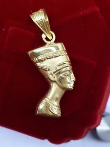 MÁSCARA REINA NEFERTITI SELLO DISTINTIVO ORO AMARILLO 18K COLGANTE EGIPCIO HECHO A MANO 1,85 Gr - Imagen 1 de 8