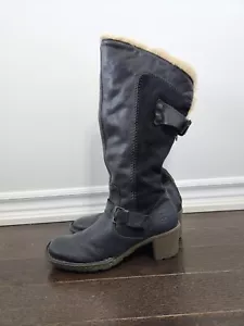 Dr Marten Stiefel Damen 9 UK 7 EU 41 Lammfell groß schwarz Leder Winter Knie - Bild 1 von 9