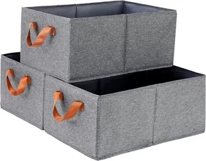 Pack of 3 Clothing Storage Bins for Closet with Handles - Picture 1 of 5