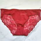 Soma Vanishing Edge All-Over Lace Bikini Panty in Red Flirst Size M