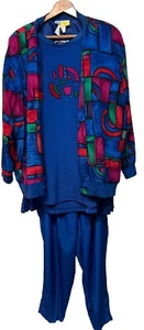 Vintage Teddi Petite Pant Suit- Cobalt Blue Leisure - Pants size 20 Grannycore - Picture 1 of 22