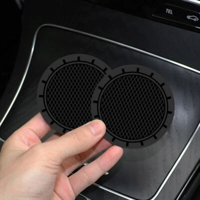 2 PIEZAS Alfombrilla para Copa Automática Coche Posavasos Goma Taza de Agua Portabotellas Almohadilla Antideslizante Negra Foto 1 de 4