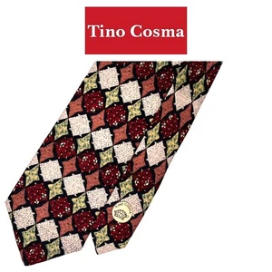 Tino Cosma Multicolor Tie - Abstract Floral Geometric Pattern Silk Italy Tie - Picture 1 of 10