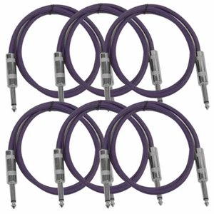 SEISMIC AUDIO New 6 PACK Purple 1/4" TS 2' Patch Cables - Guitar - Instrument - Picture 1 of 3