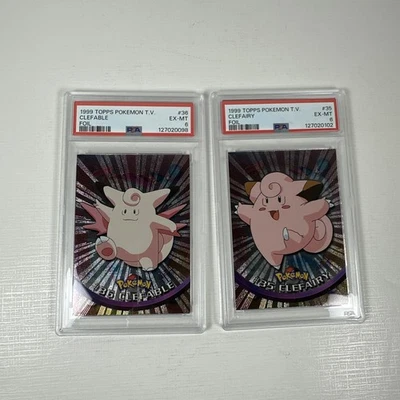 2 Topps 1999 Pokemon #35 Clefairy And #36 Clefable TV Animation FOIL Both PSA 6 - Image 1 of 4