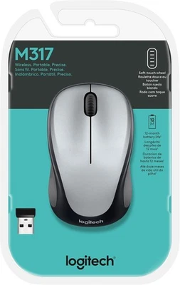 Logitech M317 Wireless Mouse Light Steel 910-005766 NEW - Image 1 of 2