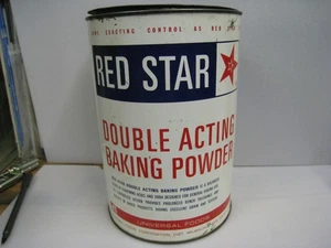 10” RED STAR BAKING POWDER CAN TIN UNIVERSAL FOODS MILWAUKEE WISCONSIN 1960’s - Picture 1 of 7