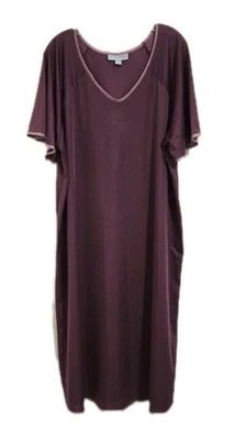 Only Necessities Vintage Nylon Satin Oversized Nightgown Size 1X Plum Purple  - Image 1 of 4
