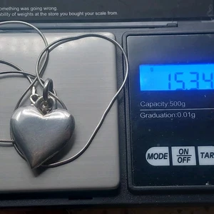 Schwere Vintage massive Sterling Silber Herz Anhänger Halskette..15,34 Gramm. - Bild 1 von 20