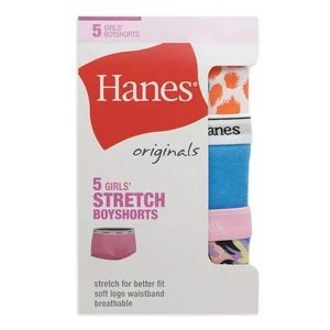 Hanes® Girls' Originals Cotton Stretch Boyshort 5-Pack NEW !!! - Picture 1 of 8