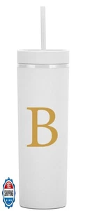 Personalisierter Buchstabe B dünner Becher. 16 Unzen matt Initiale dünne Becher mit  - Bild 1 von 5