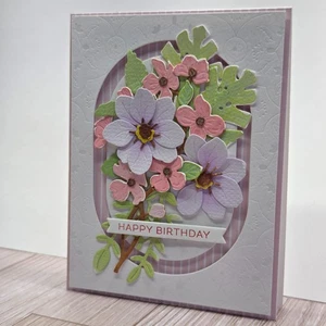 Handmade Greeting Card ocbrandy happy birthday lavender ooak watercolor floral - Picture 1 of 2