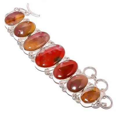 Pulsera étnica mookaite de plata de ley 925 7-7,99" TB7510-74 Foto 1 de 4