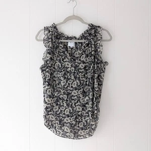 Top blusa Misa floreale con dettagli a volant blu navy/bianco, taglia M - Foto 1 di 9