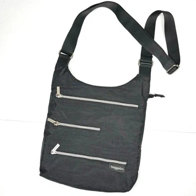 Baggallini Highway Bagg Crossbody Purse Gray Travel Shoulder Bag 3 Triple Zipper - Image 1 of 4