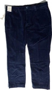 NEW 40 x 30 Mens Roundtree & Yorke Corduroy Pants Flat Front Cotton Spandex Navy - Picture 1 of 13