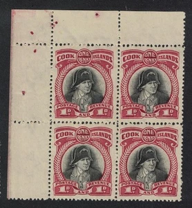 Captain Cook 1d Corner Block of 4 PERF 14! Cook Is. 1932 MNH SG#100c MI#30Cb - Picture 1 of 1