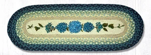 Earth Rugs OP-362 Blue Hydrangea Oval Patch Runner 13" x 36" - Picture 1 of 1