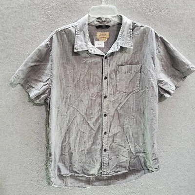 Boston Traders 男式纽扣衬衫 XL 灰色短袖休闲领 — 第 1/4 张图片