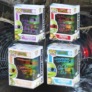4 OG TMNT Funko POPs! Autographed by OG Voice actors Donny - Raph - Mikey - Leo - Picture 1 of 10