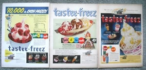 3 Vintage 1956 Tastee-Freeze Restaurant Print Ads Ice Cream Banana Split Sundae - Bild 1 von 4