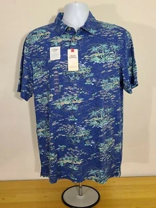 NWT Izod Saltwater Hawaiian Blue Shirt Men’s Small S Sm Dockside Polo $50 - Picture 1 of 4
