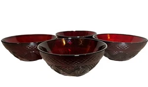 Royal Ruby Red Durand Cristal D’Arques France 5 1/2” Bowl Set of 4 - Picture 1 of 15