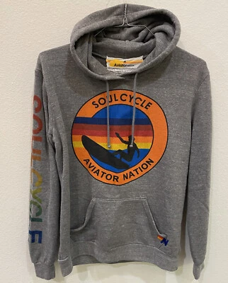 Soulcycle x aviator nation hoodie Sz M Rainbow Print Grey - Image 1 of 4