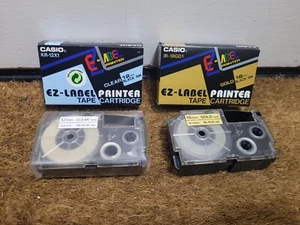 Casio EZ Label Printer Tape Cartridge KR-12X1 12mm Clear IR-18GD1 18mm Gold - Picture 1 of 7