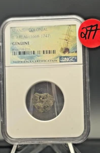 Shipwreck 1/2 Real NGC Cert ๐ 1668โ1747 Spanish Colonial Silver Cob ๐ฅ Pirate - Picture 1 of 4