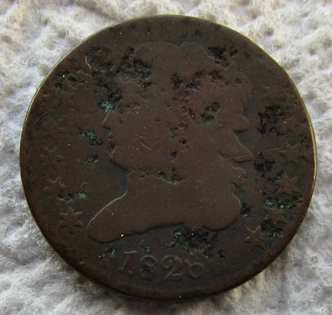 1826 1/2C Classic Head Copper Half Cent Rare Date Type Coin Corroded Filler Cover