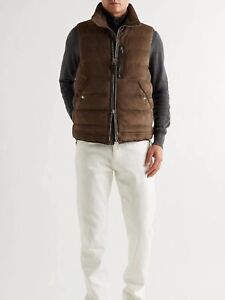 New Men's Puffer Classic Padded  Bodywarmer Vest Real Suede leather Waistcoat