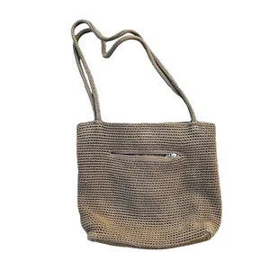 The Sak Monedero Marrón Tostado Beige Tejido Fibra Cremallera Bolsillo Lateral Bolso de Hombro - Imagen 1 de 9