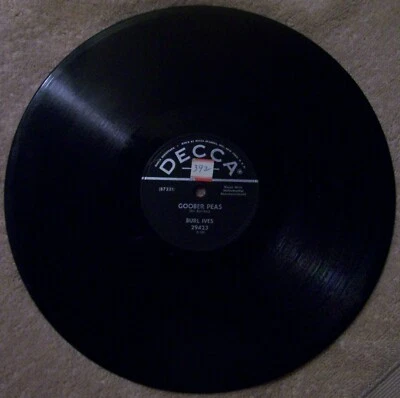 BURL IVES - GOOBER PEAS W/B THE BALLAD OF DAVY CROCKETT - 10" (EX) - Image 1 of 2