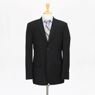 Perry Ellis 42R Gray Sport Coat Blazer Jacket Striped 2B Polyester - Image 1 of 4