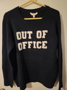 OUT OF OFFICE SO SOFT, 0X=LARGE , NWT SWEATER CUTE KFNITTED EMROIDERED LETTERS - Picture 1 of 10