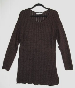 CHAVAL CLASSICS Women's Brown Knit Tunic Sweater Long Size S/M Crochet L 33 1/2" - Picture 1 of 9