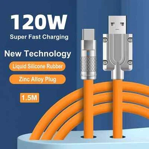 120W 6A Super Fast Charging Type C Liquid Silicone USB Cable 1.5m - Picture 1 of 7