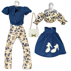 Eledoll Clothes Fashion Pack for 12 inch Doll VERONICA Set Blue Floral D1 - Picture 1 of 3