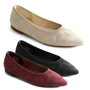 Women Pointed Toe Slip On Flats Lightweight Knit Casual Office Walking Shoes - Picture 1 of 23