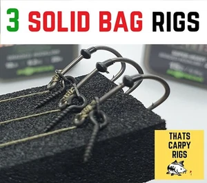 3 Pre Tied Solid Bag Rigs / Korda Supernatural Supple Braid / Hooks Sizes 4 6 8 - Picture 1 of 9