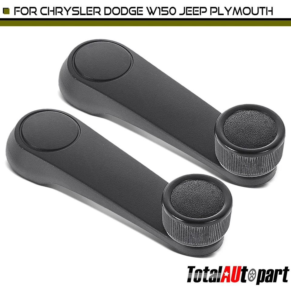 Manivela de ventana negra 2 piezas para Dodge Jeep Plymouth delantera/trasera izquierda y derecha Foto 1 de 4