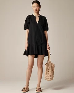 J Crew Black Delilah dress in cotton poplin (Sz S) NWT Item CJ492 Summer Cotton - Picture 1 of 3