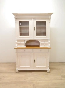 schönes Jugendstil Buffet im Landhausstil in weiß, Weichholz Küche Vitrine - Bild 1 von 8