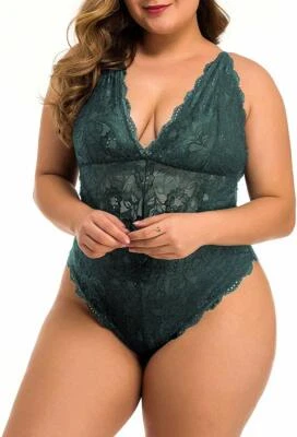 Plus Size Sexy-Lingerie Womens Lace Teddy Babydoll Bodysuit Nightwear Jumpsuit - Image 1 of 4